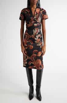 Floral Jacquard Sheath Dress