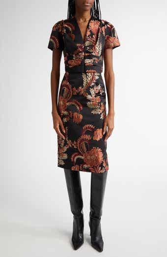 Floral Jacquard Sheath Dress