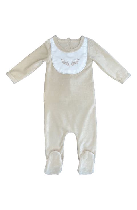Embroidered Bib Cotton Blend Footie (Baby)