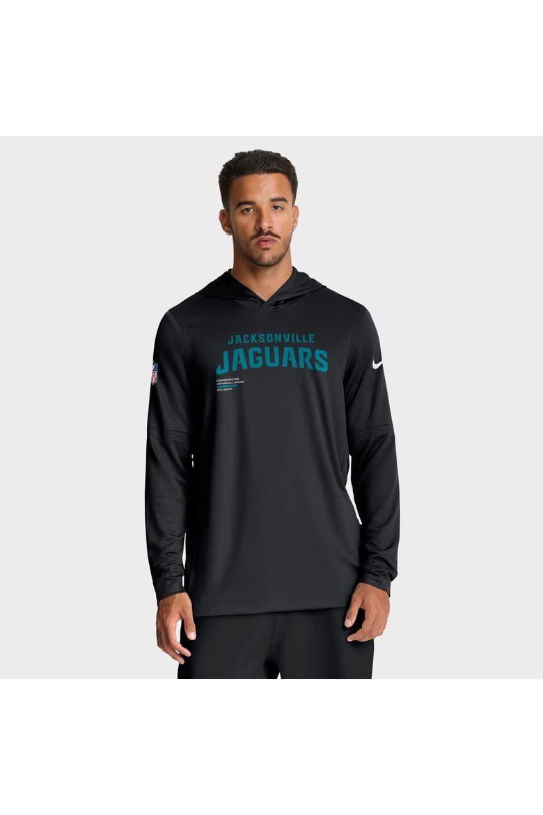 Men's Nike Black Jacksonville Jaguars Sideline Pure Fury Performance Long Sleeve Hoodie T-Shirt, Main, color, Black