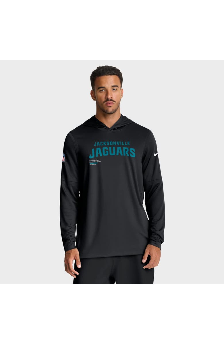 Nike Men's Nike Black Jacksonville Jaguars Sideline Pure Fury Performance Long Sleeve Hoodie T-Shirt, Main, color, Black