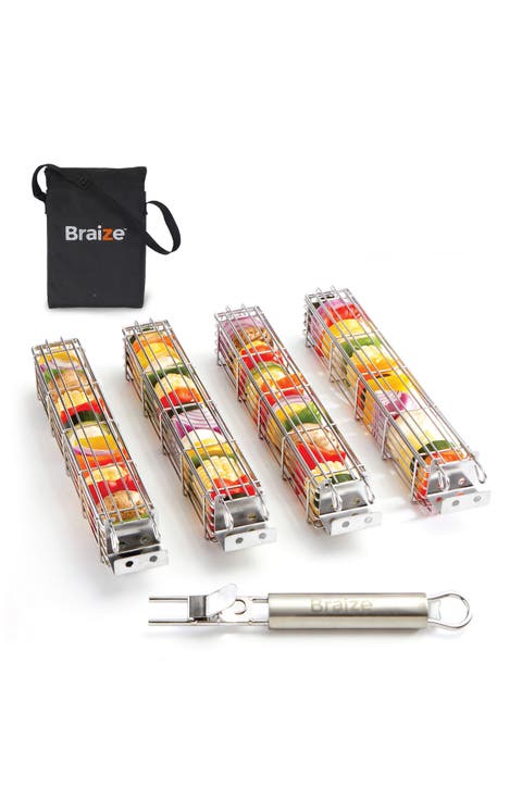 4-Piece Kabob Grilling Basket Set