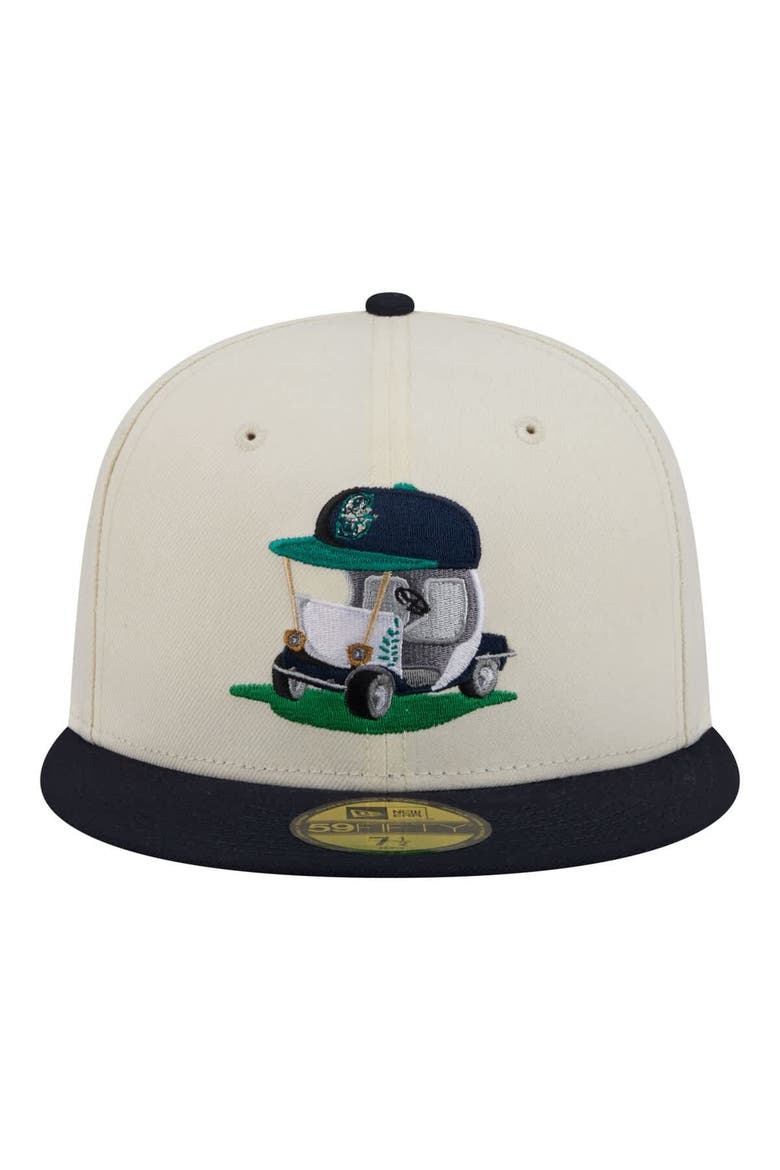 Men's New Era  Cream/Navy Seattle Mariners Bullpen Cart 59FIFTY Fitted Hat, Alternate, color, Cream