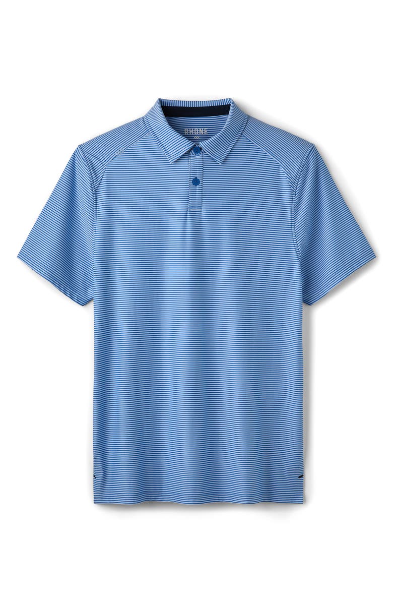 Rhone Commuter Slim Fit Performance Polo, Alternate, color, Bright Sapphire Double Stripe