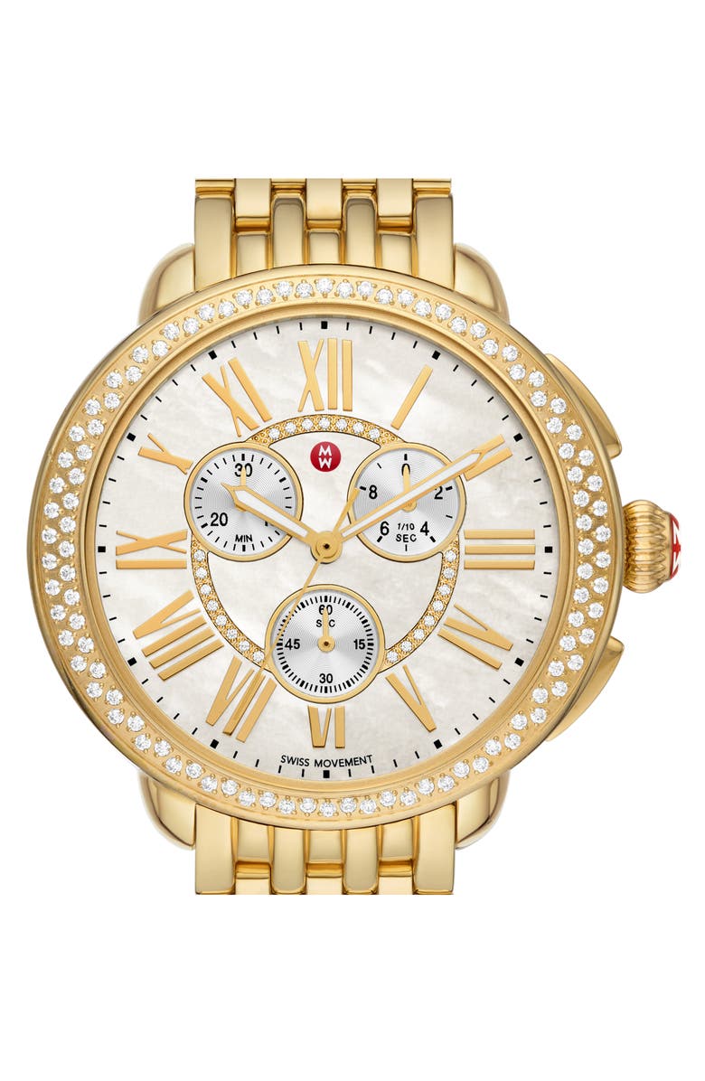 MICHELE Serein Diamond Bracelet Chronograph Watch, 40mm x 38mm, Alternate, color, 