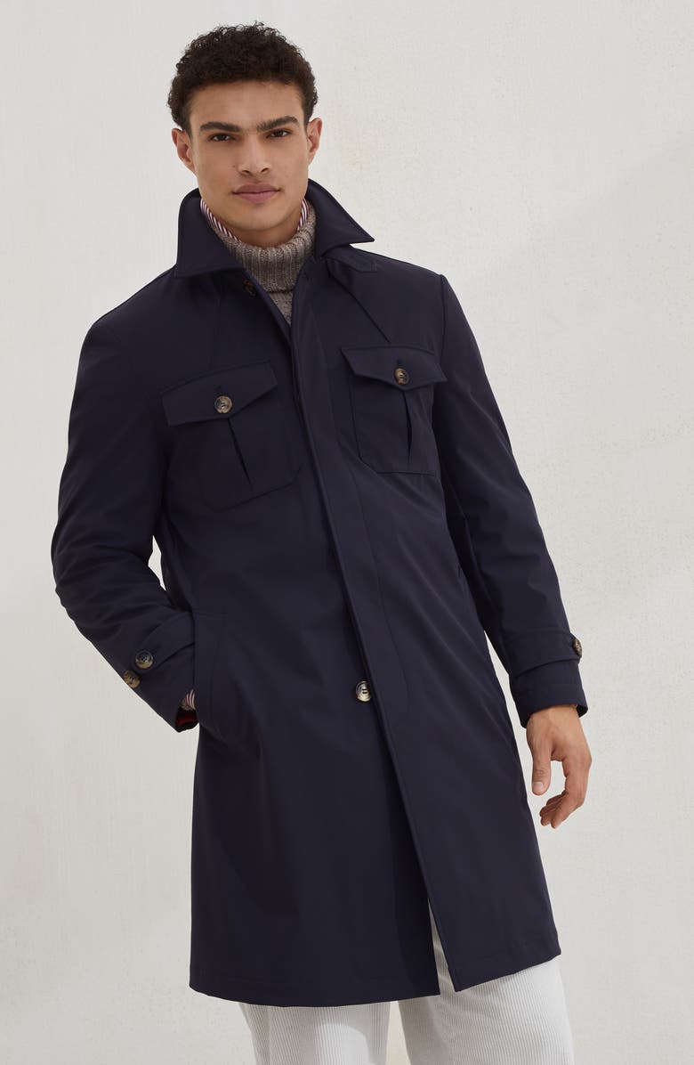 Brunello Cucinelli Redingote, Alternate, color, Navy Blue