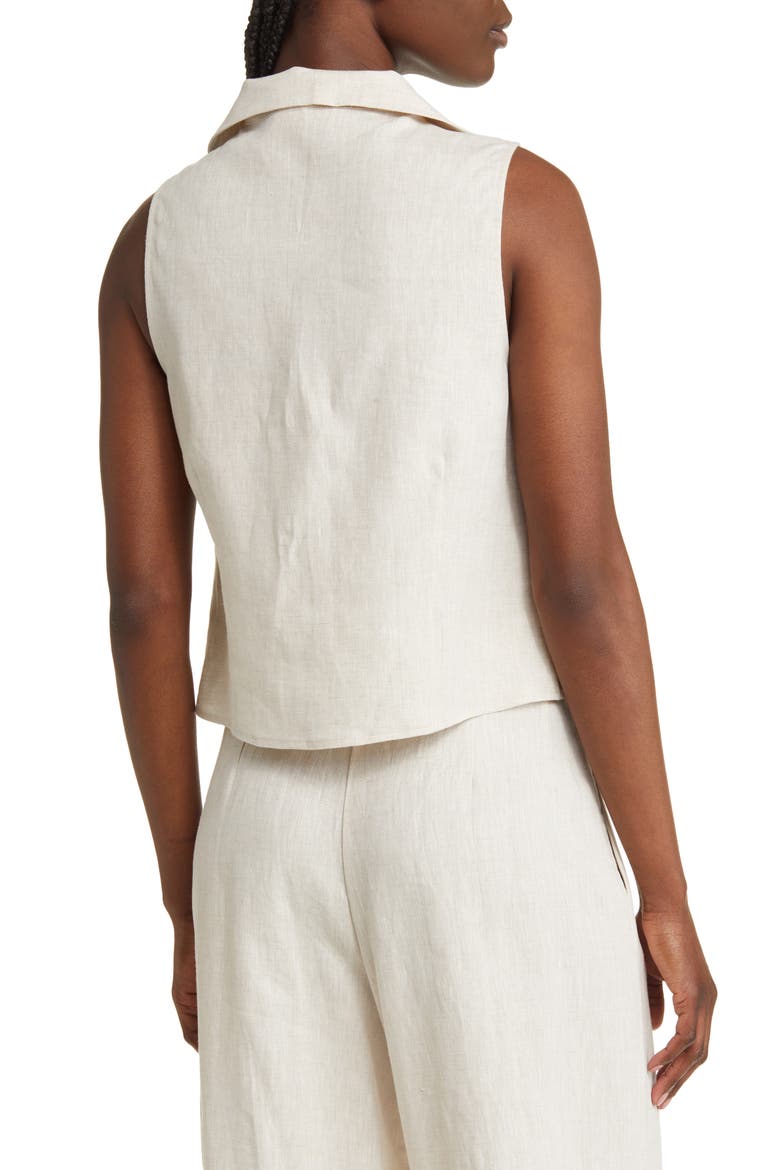 Devin Sleeveless Linen Shirt, Alternate, color, NATURAL