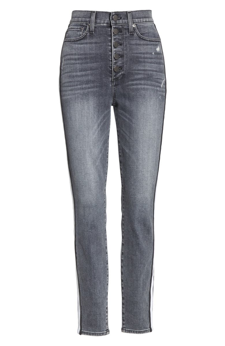 Alice + Olivia Good Side Stripe Skinny Jeans, Alternate, color,