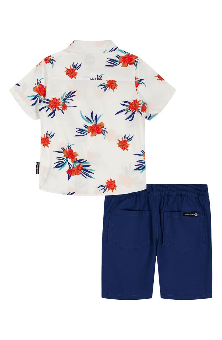 Quiksilver Kids' Print Short Sleeve Button-Up Shirt & Woven Shorts Set, Alternate, color, Blue Multi