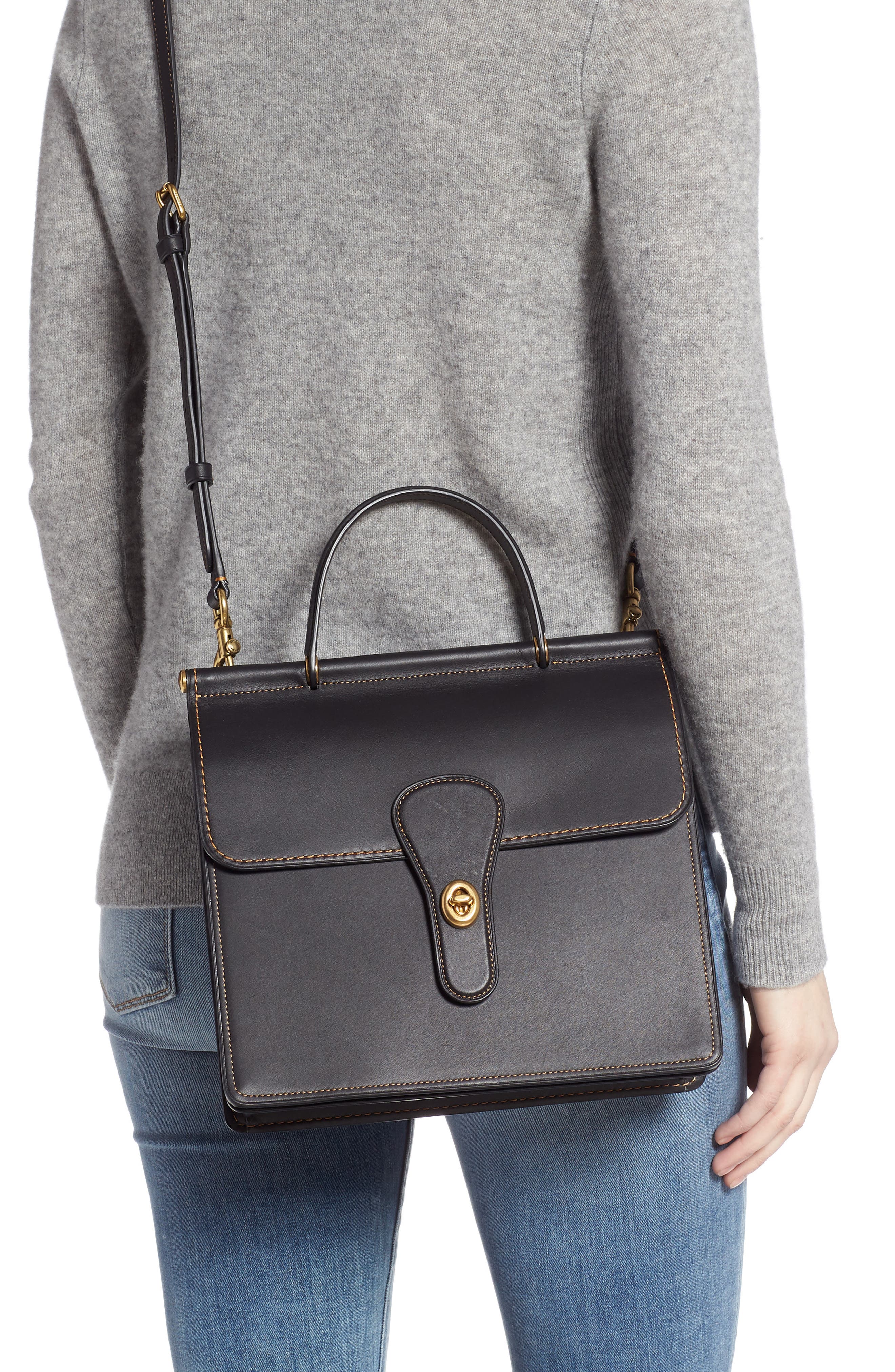 COACH Willis Leather Top Handle Satchel, Alternate, color, 