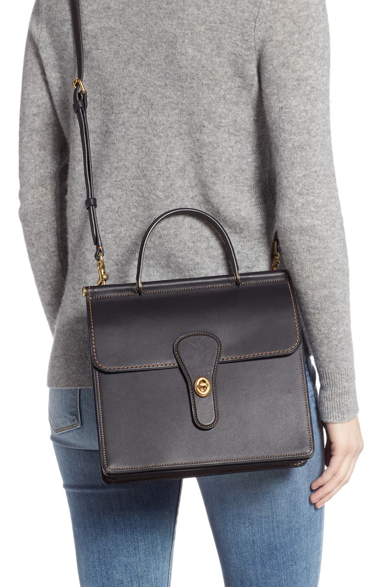 COACH Willis Leather Top Handle Satchel, Alternate, color,