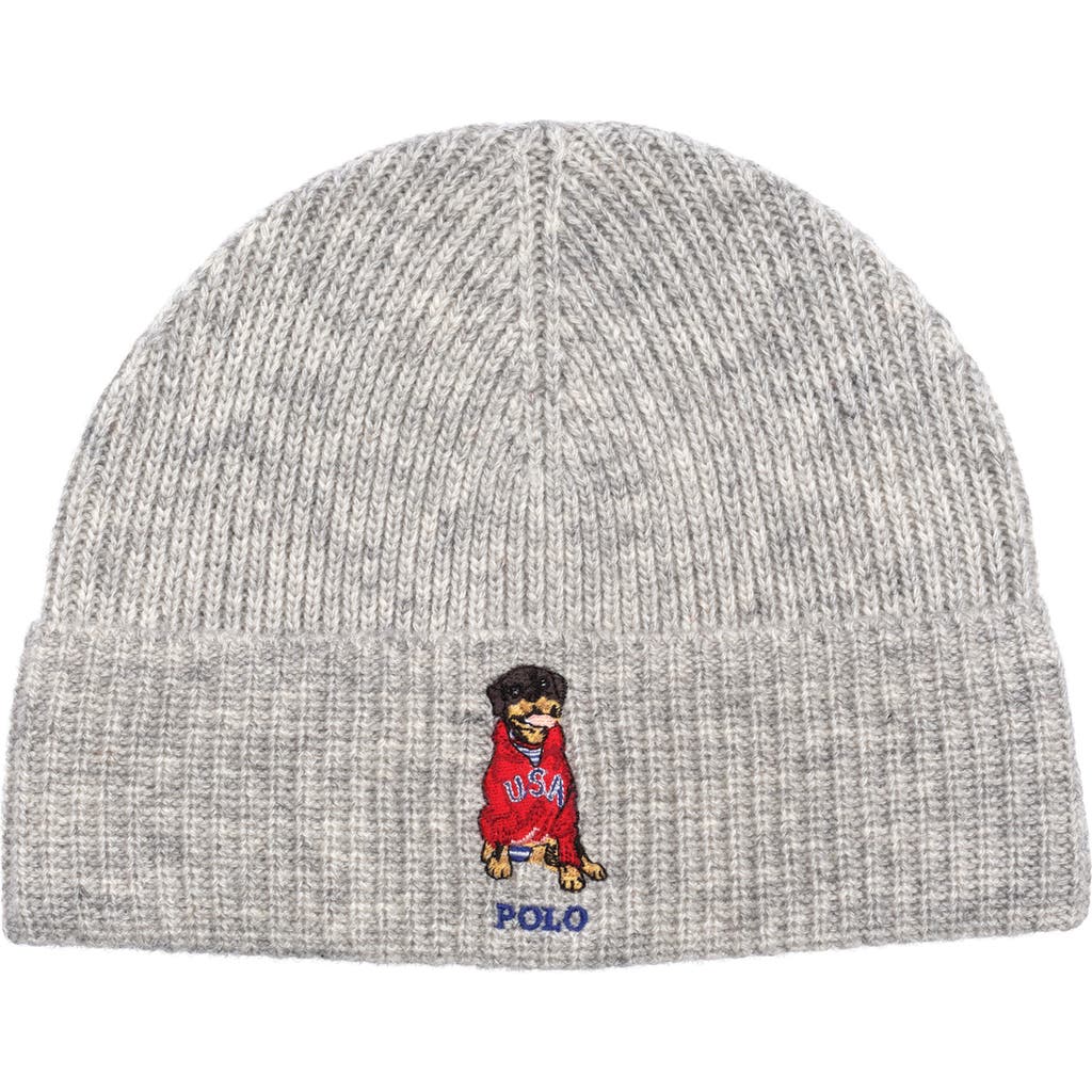 Polo Ralph Lauren Usa Dog Beanie In Gray