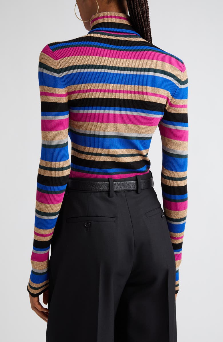 L'AGENCE Olene Metallic Stripe Turtleneck Top, Alternate, color,