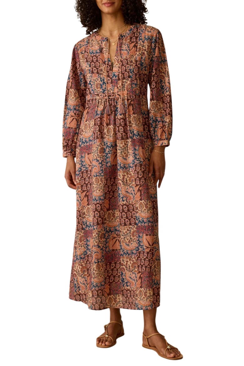 Sandy Long Sleeve Cotton Maxi Dress, Main, color, MADEIRA PATCHWORK