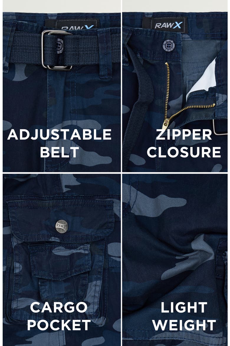 Kids' Belted Cotton Twill Cargo Shorts, Alternate, color, NAVY CAMO