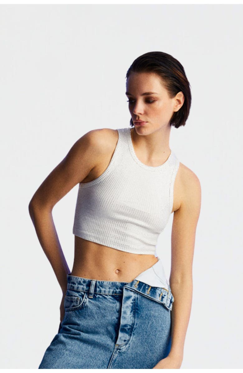 Nocturne Embellished Crop Top, Main, color, 