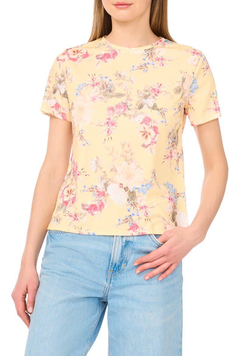 Print Crewneck T-Shirt, Main, color, LEMON CREAM