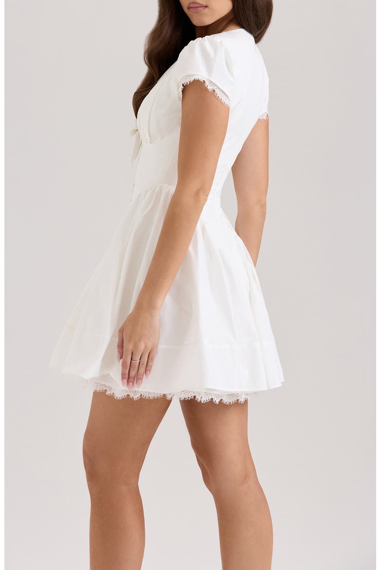Emiliana Lace Trim Stretch Cotton Minidress, Alternate, color, WHITE