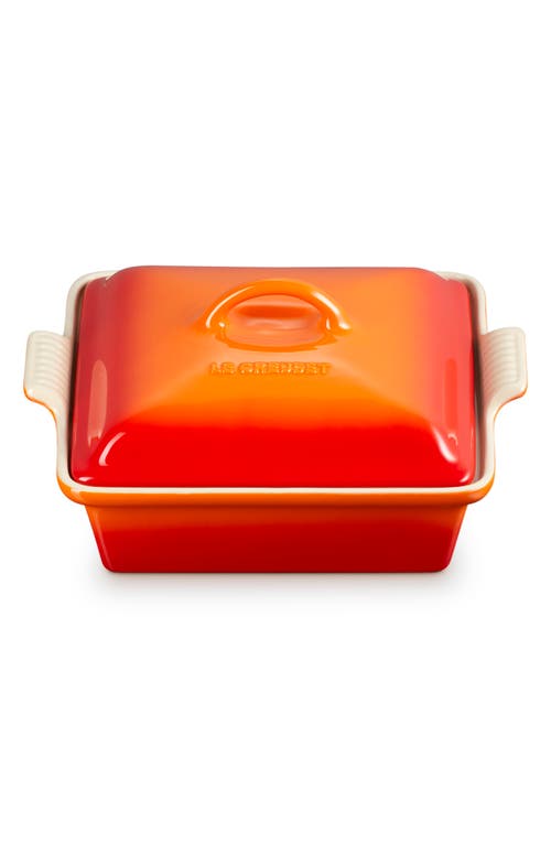 Le Creuset Heritage 2-quart Covered Square Stoneware Casserole In Flame