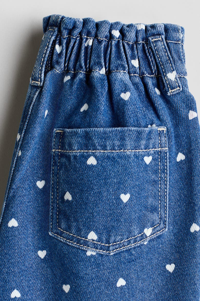 Printed Paper-bag Jeans, Alternate, color, Denim blue/hearts