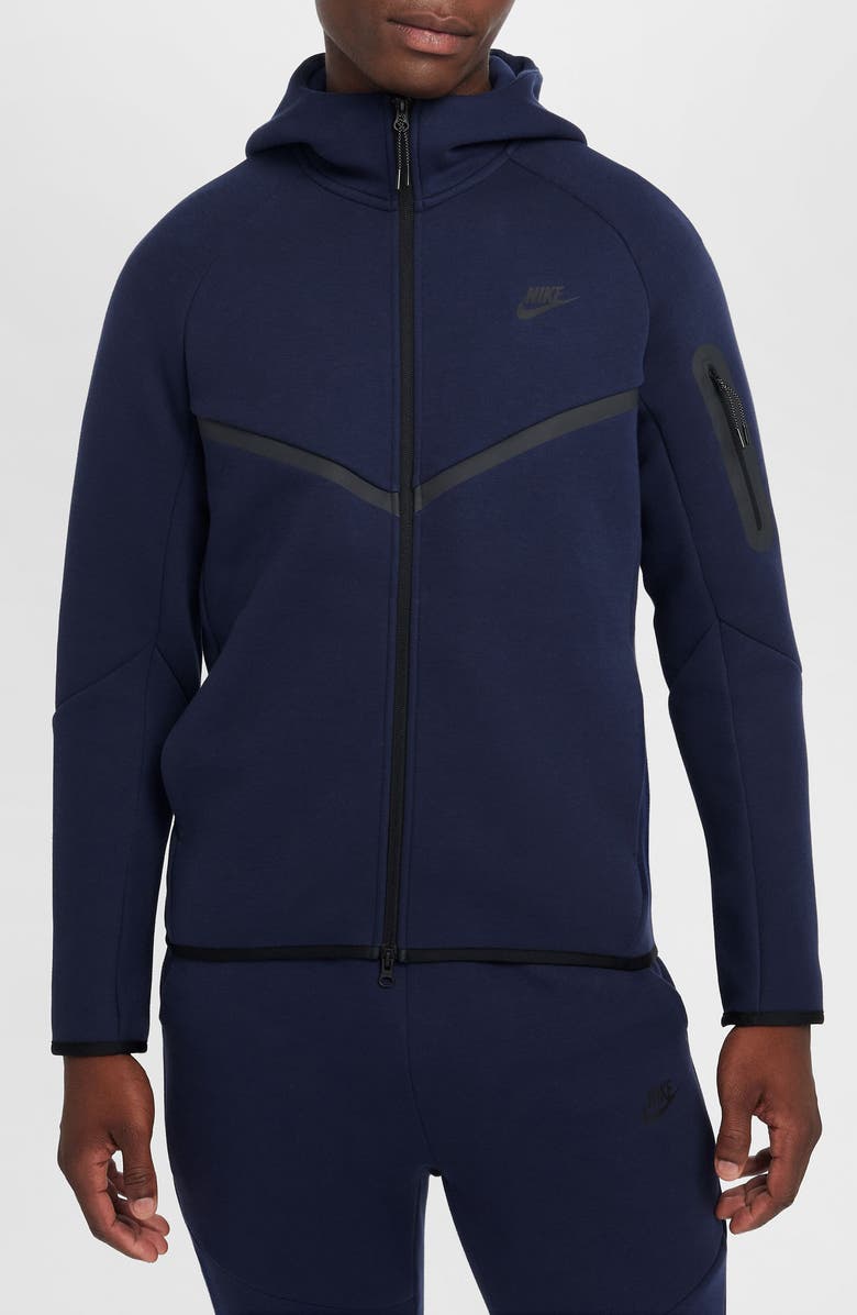 Nike Tech Windrunner Zip Hoodie, Main, color, Obsidian/ Black