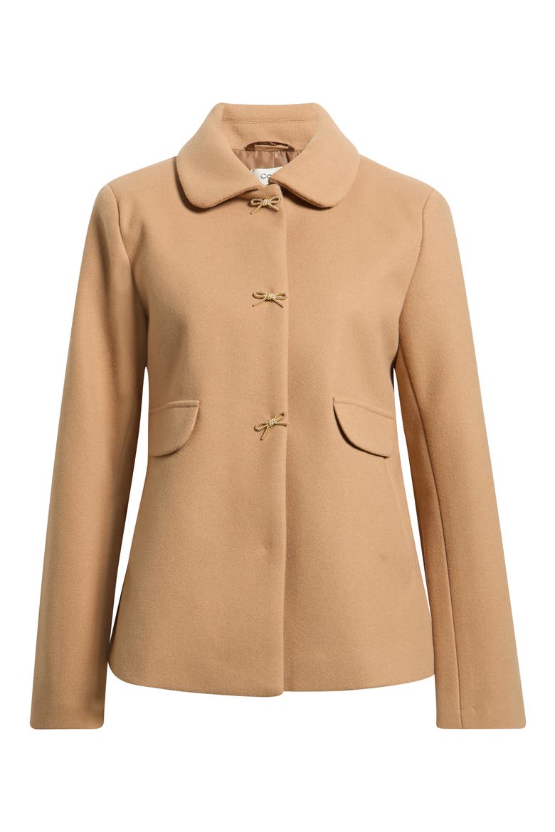 Bow Button Swing Jacket, Main, color, CAMEL