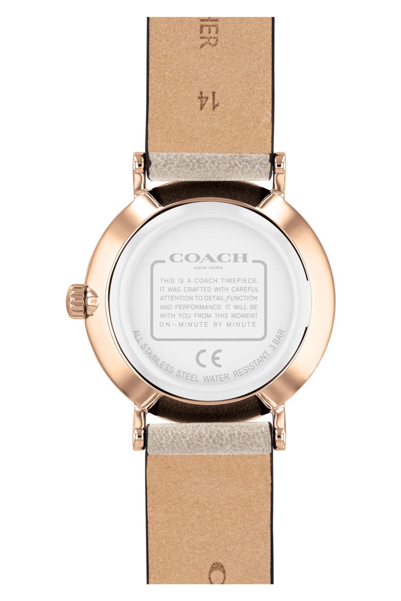Perry Leather Strap Watch, 28mm, Alternate, color, SILVER