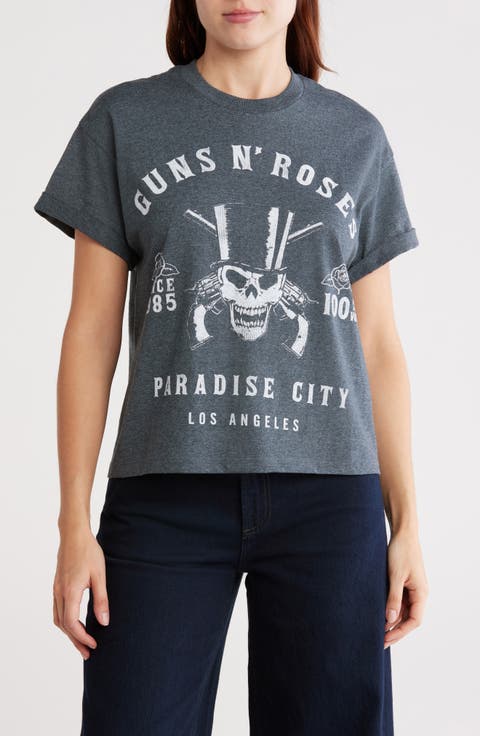 Shira Roll Sleeve Cotton Graphic T-Shirt