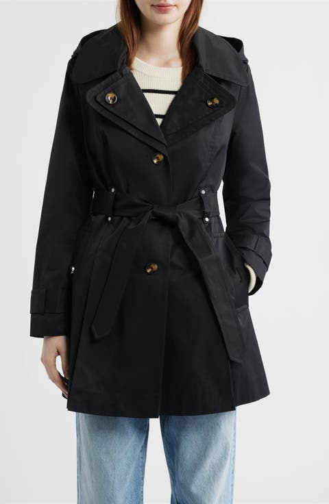 Double Breasted Hooded Trench Coat