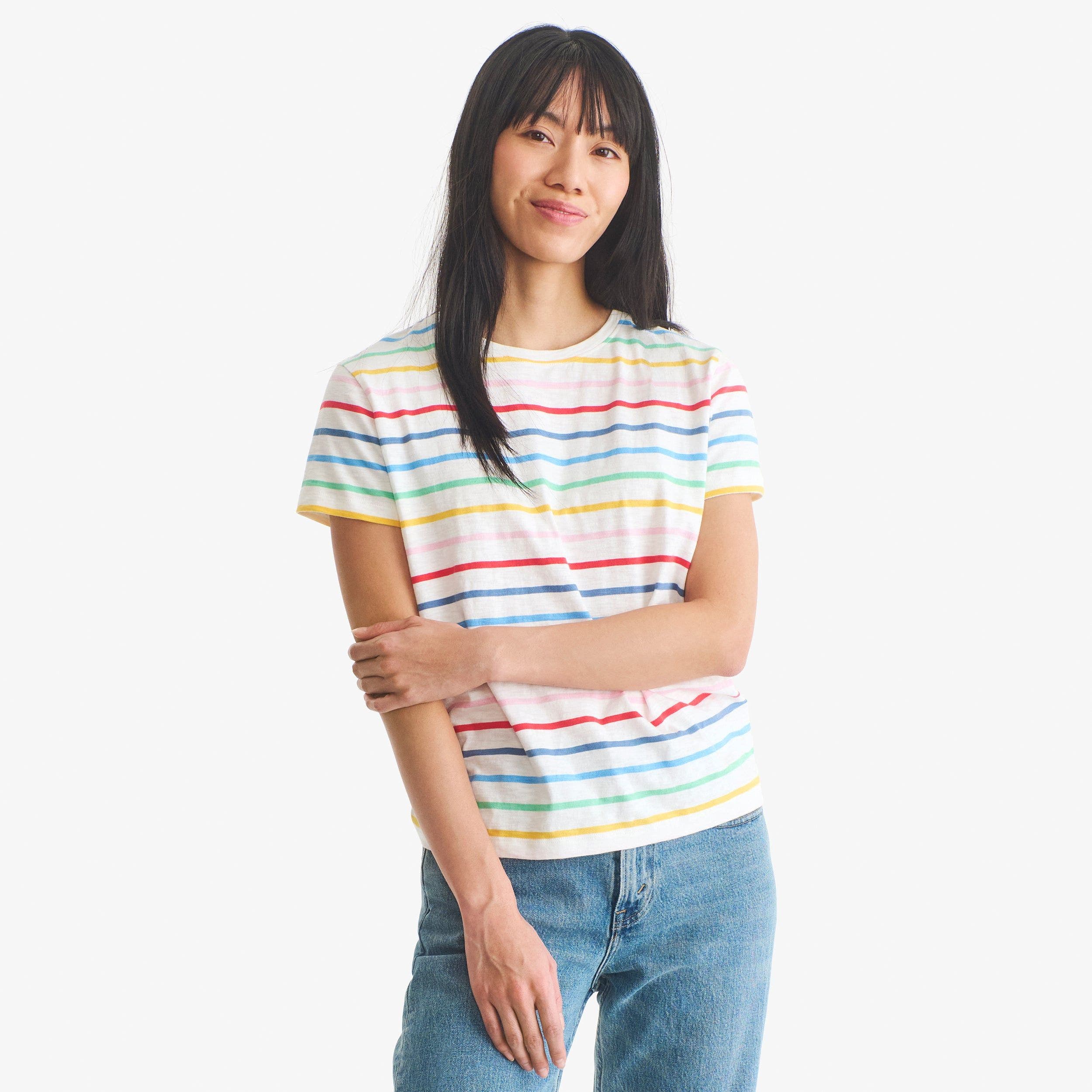 Women's Fit Rainbow Stripe Easy Tee - image 2