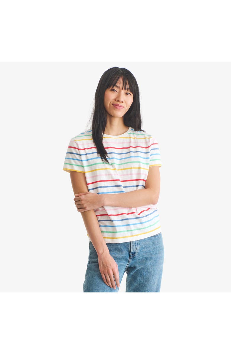 Primary Adult Rainbow Stripe Easy Tee, Alternate, color, Ivory Rainbow Sunrise Stripe