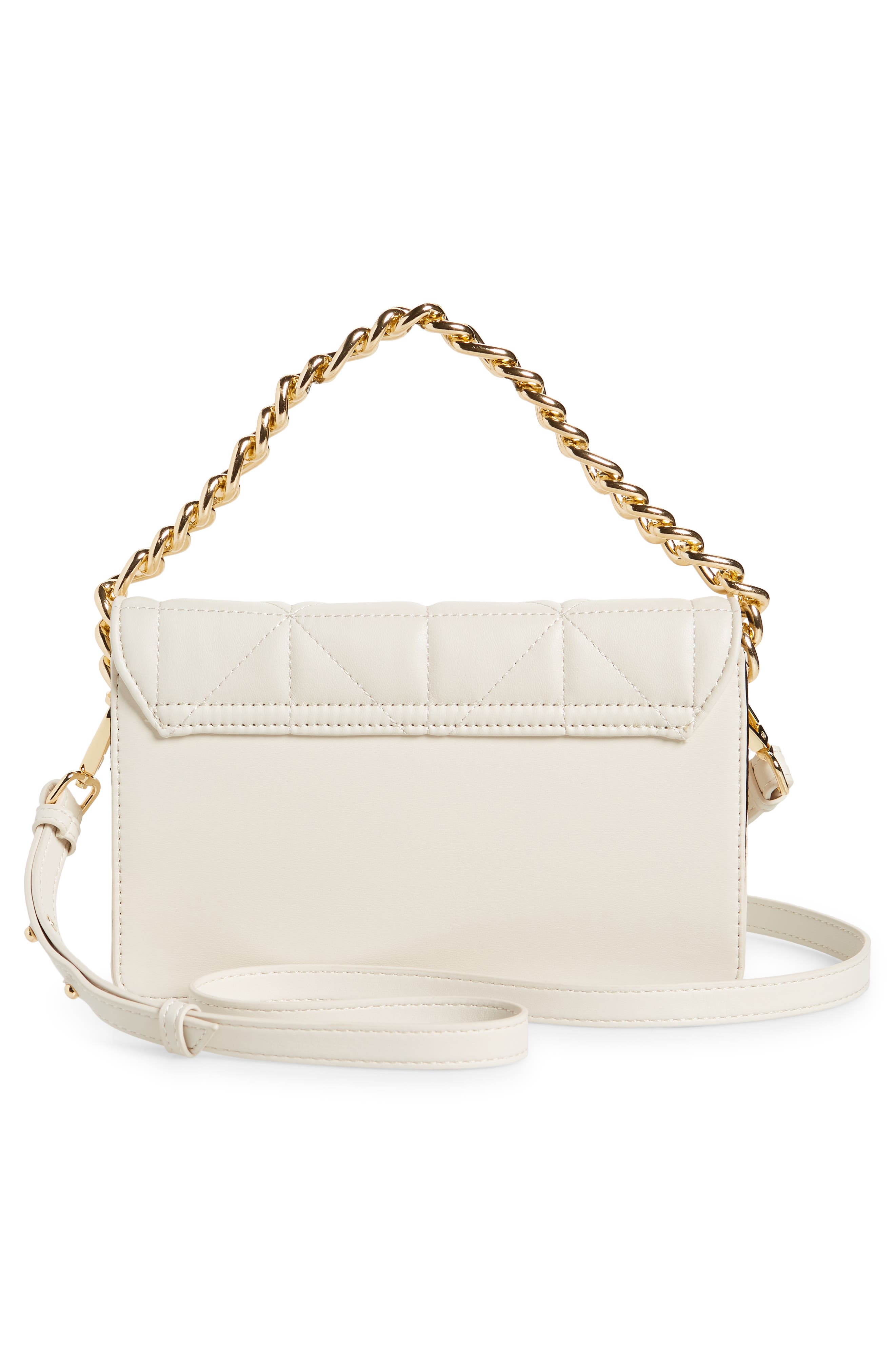Topshop Cali Quilted Chain Faux Leather Crossbody Bag, Alternate, color, White