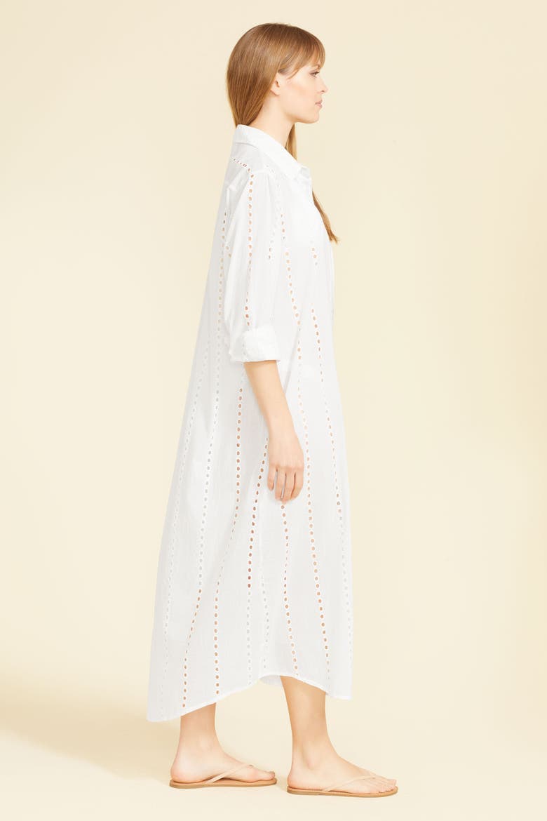 Positano Maxi Shirt Dress Cover-up, Alternate, color, White