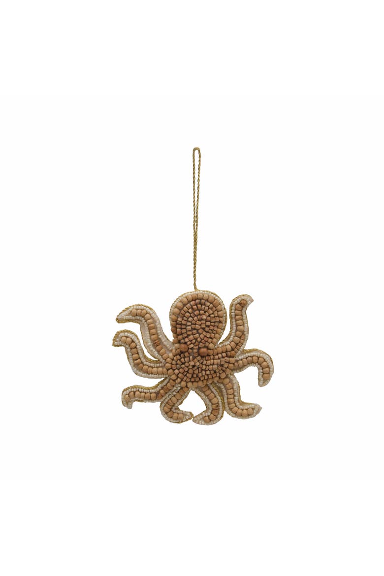 Wood Bead Octopus Ornament, Main, color, Beige