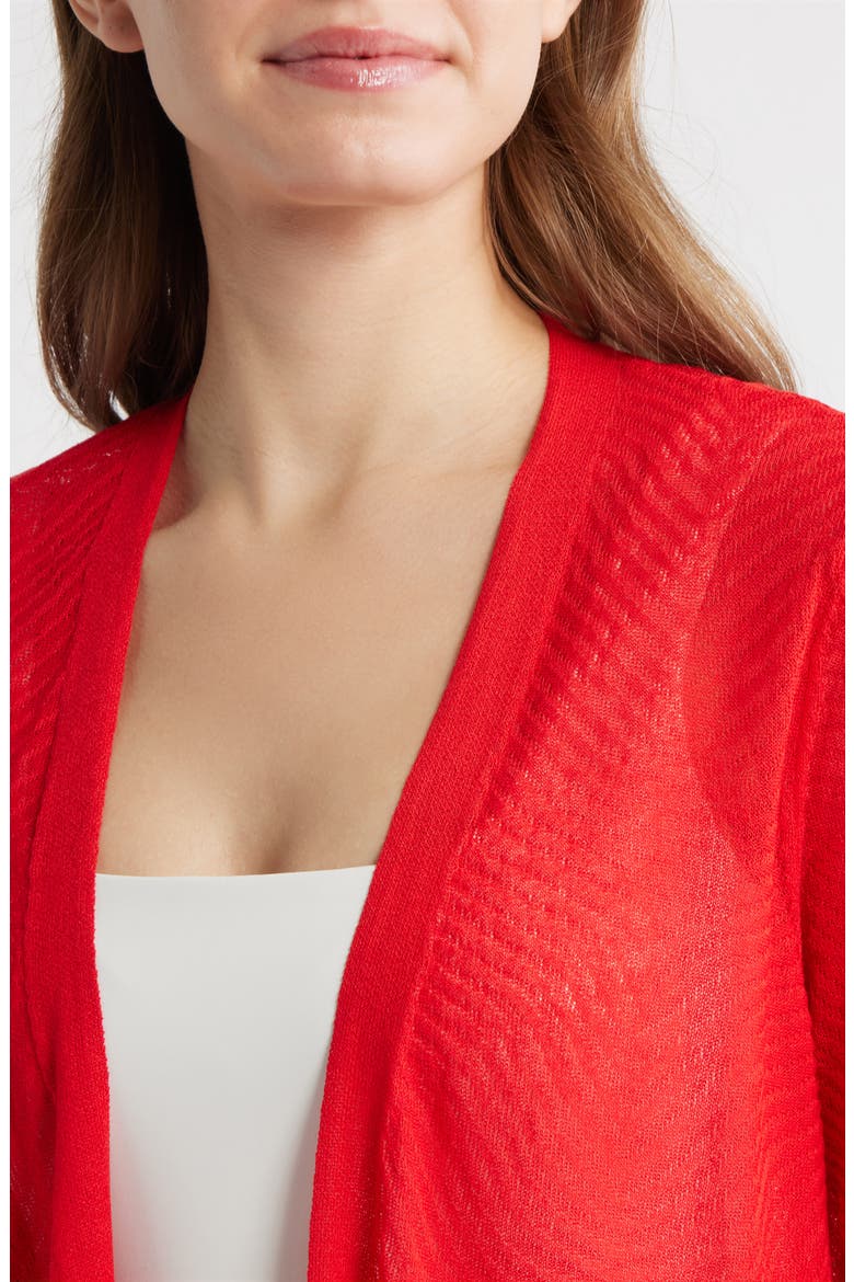 Texture Stitch Sheer Long Cardigan, Alternate, color, BEGONIA RED