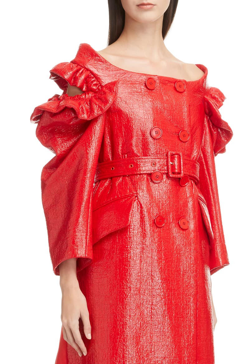 Laminated Tweed Coat, Alternate, color, RED