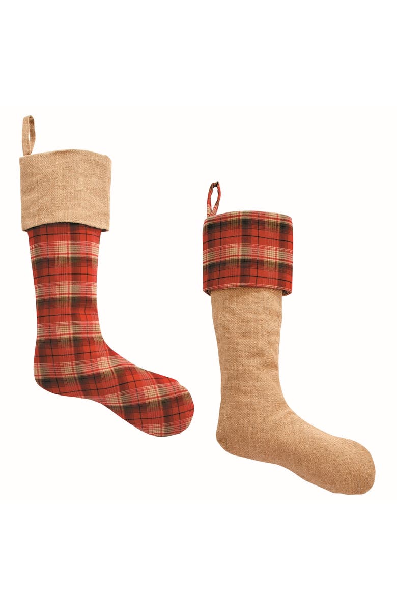 Napa Home & Garden Plaid & Burlap Stockings, Set Of 2, Main, color, Red