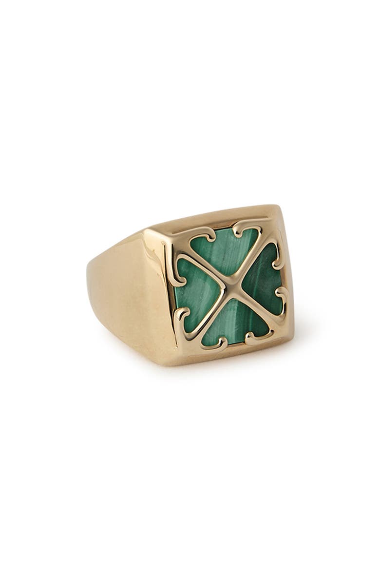 Malachite Arrow Signet Ring, Alternate, color, YELLOW GOLD