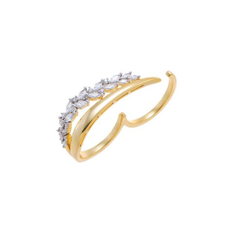CZ Clustered Double Statement Ring