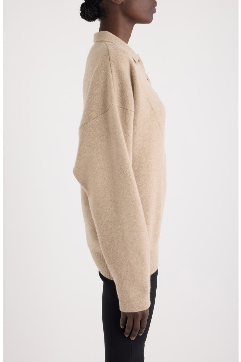 La Maille Vareuse Pallone Merino Wool & Cashmere Polo Sweater, Alternate, color, BEIGE
