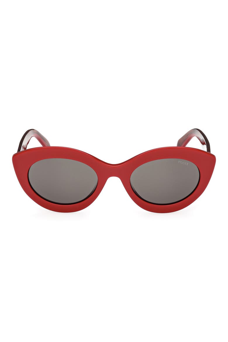 53mm Cat Eye Sunglasses, Main, color, SHINY RED / SMOKE