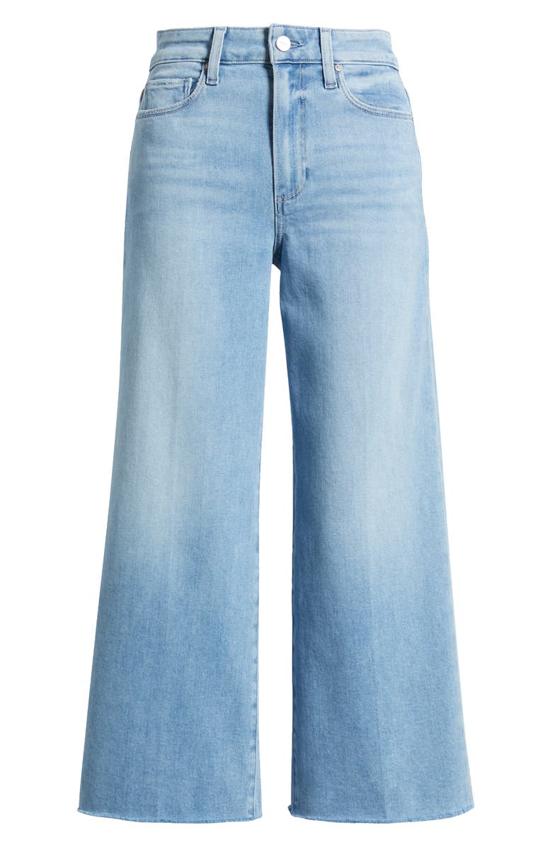 PAIGE Anessa High Waist Raw Hem Wide Leg Ankle Jeans, Alternate, color, Luminaries