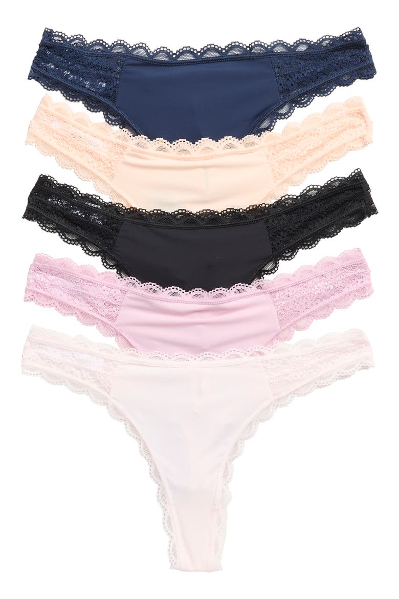 5-Pack Ella Thongs, Main, color, BASICS 2 (BAS2)
