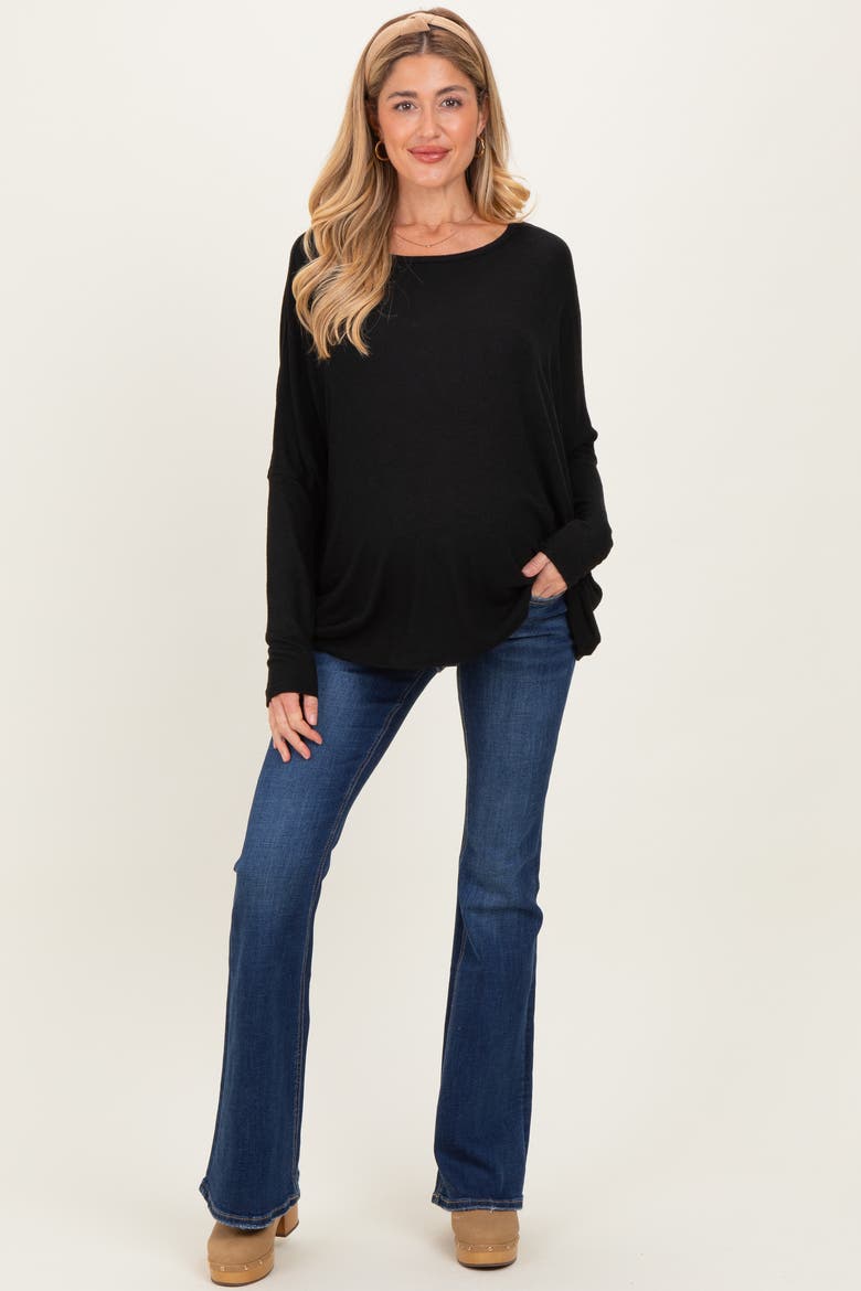 Dark Wash Maternity Flared Jeans, Alternate, color, Navy Blue