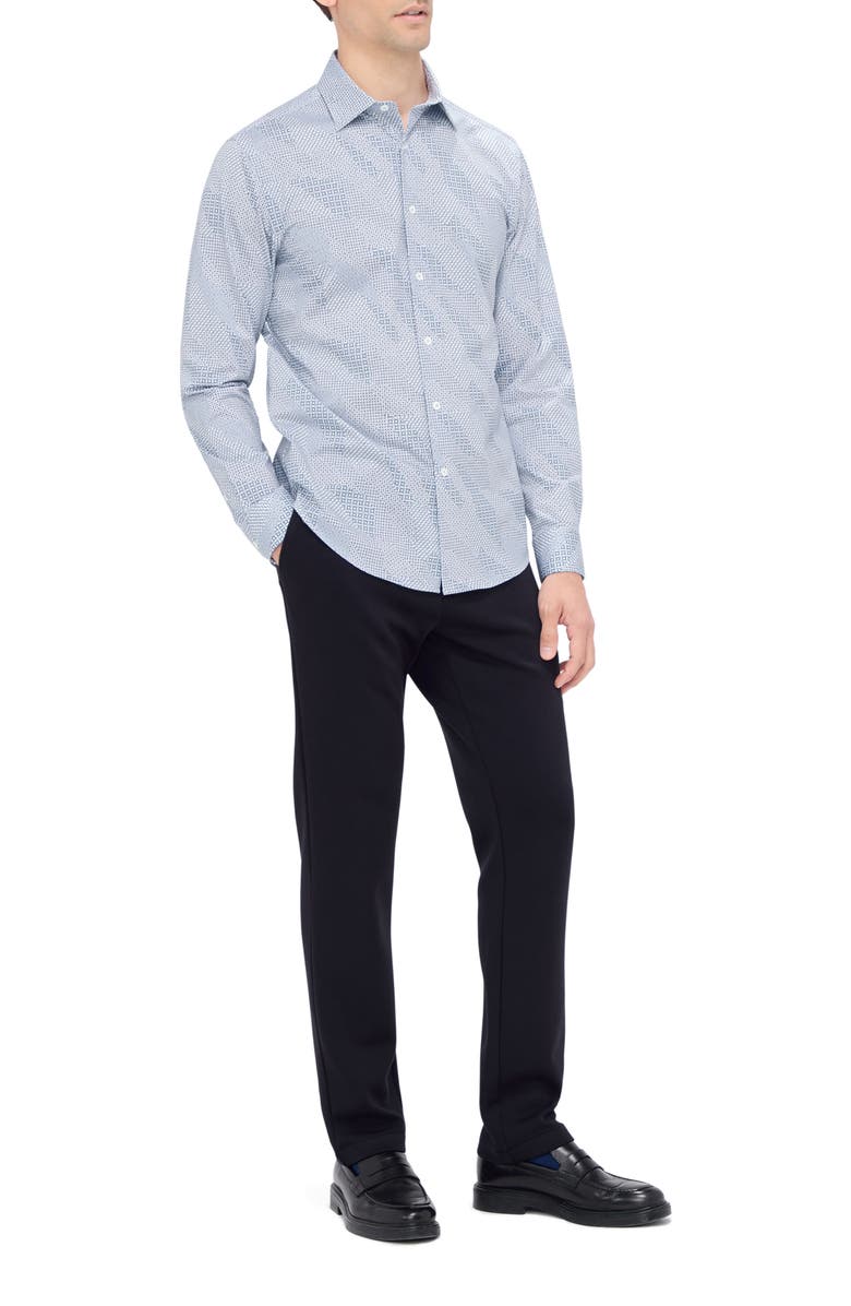 Bugatchi Jimmy OoohCotton<sup>®</sup> Abstract Print Button-Up Shirt, Alternate, color, Air Blue