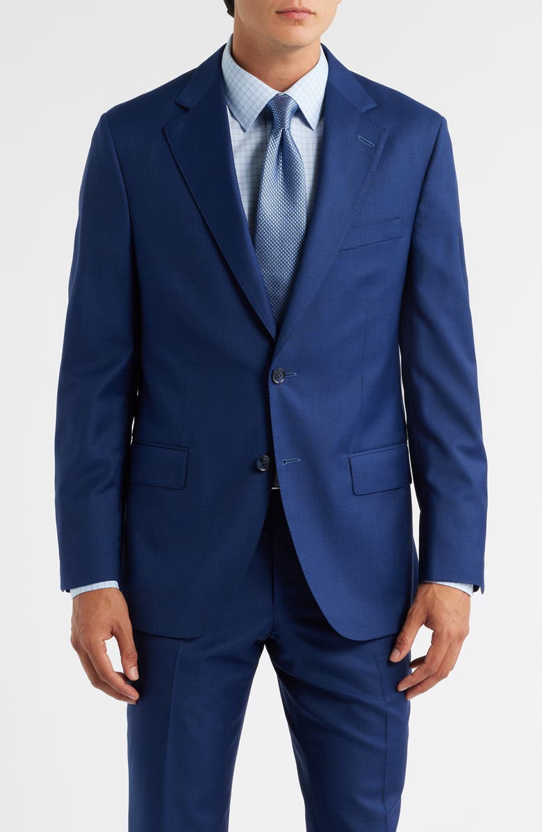 Peter Millar Hartford Classic Fit Blue Microtexture Wool Suit, Alternate, color, Blue