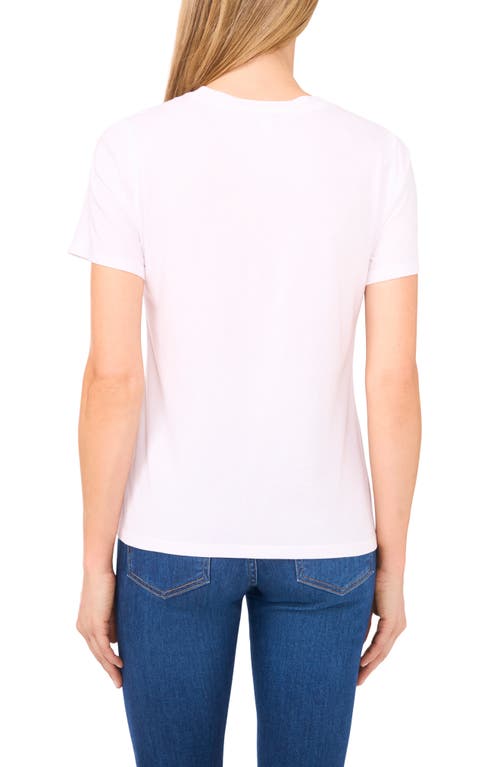 Cece Rhinestone Bow Embellished Cotton T-shirt In White