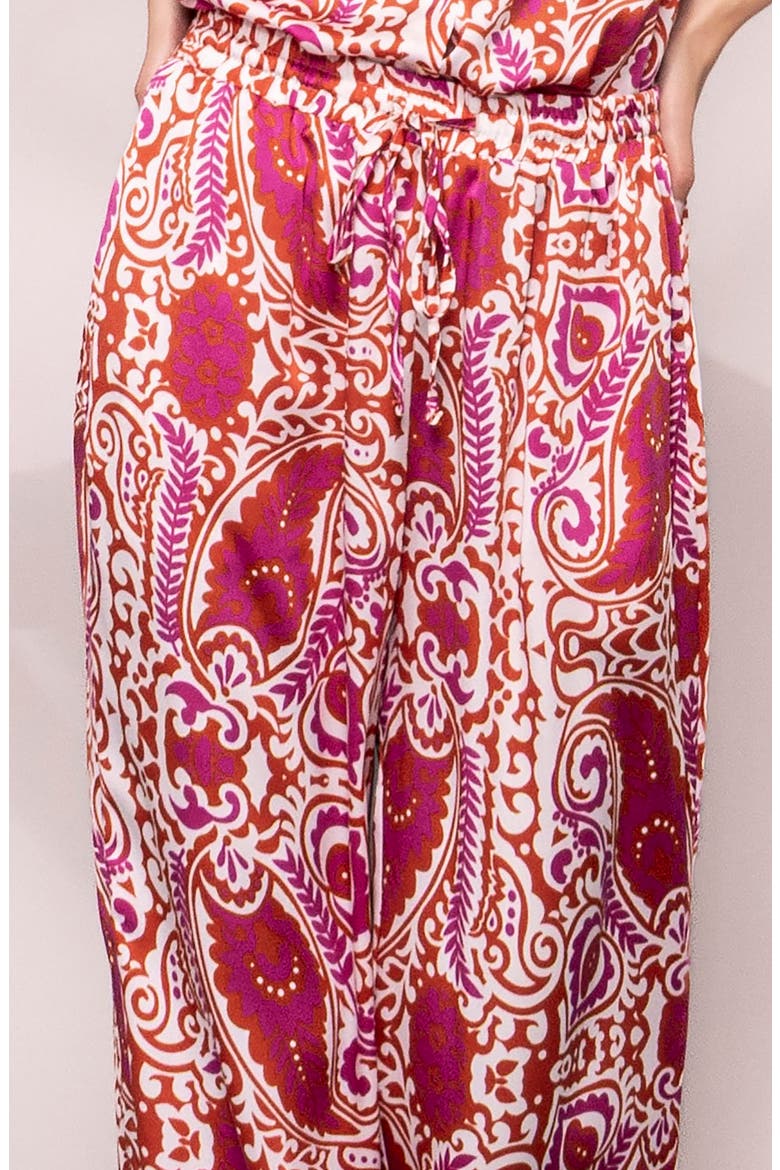 Satin Wide Leg Pants, Alternate, color, IVORY RED PAISLEY