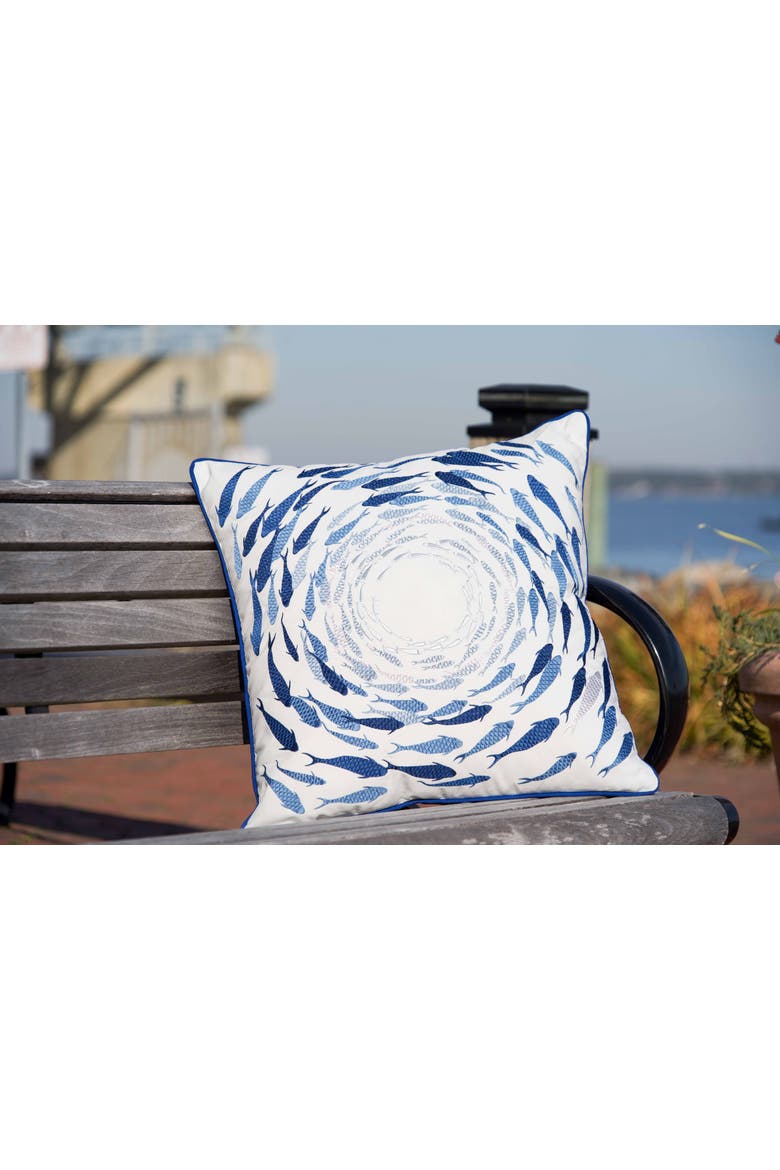 Azure Fish School Indoor/Outdoor Accent Throw Pillow 20" x 20", Alternate, color, Blue