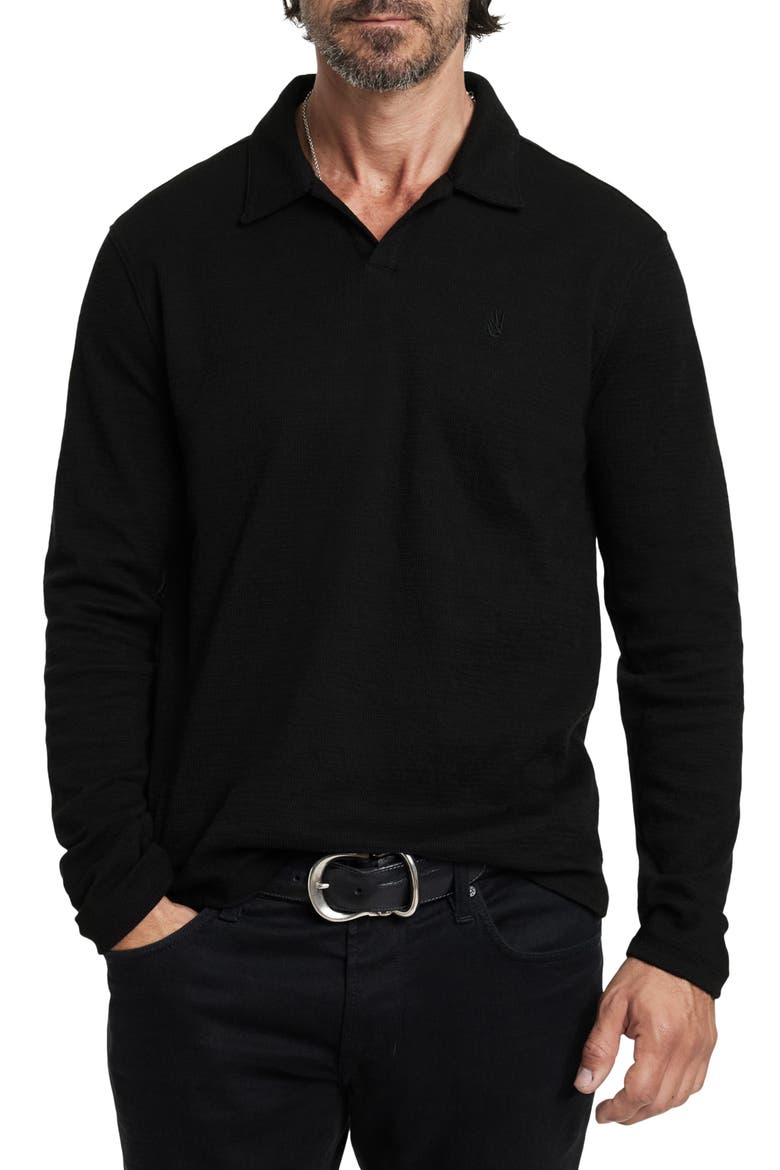 Morris Long Sleeve Johnny Collar Polo, Main, color, BLACK